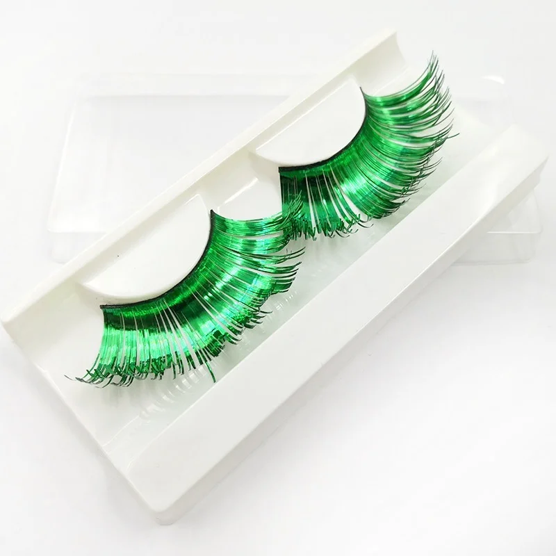 

1 Pair Thick False Eyelashes 3D Color Eyelashes Long-lasting Stage Flower beauty Makeup Eyelashes Handmade Lashes Bulk Wholesale