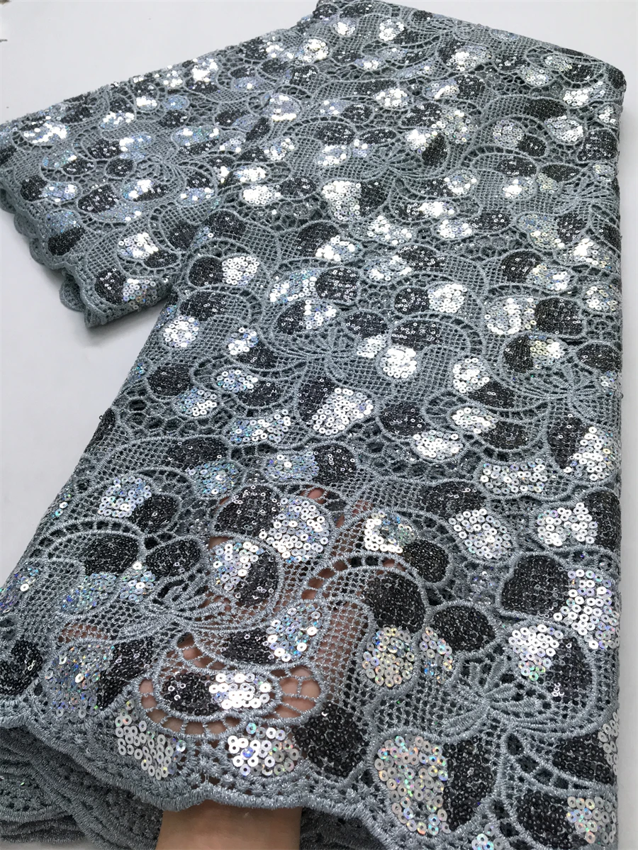 Белая водорастворимая кружевная ткань африканский гипюровый шнур с блестками