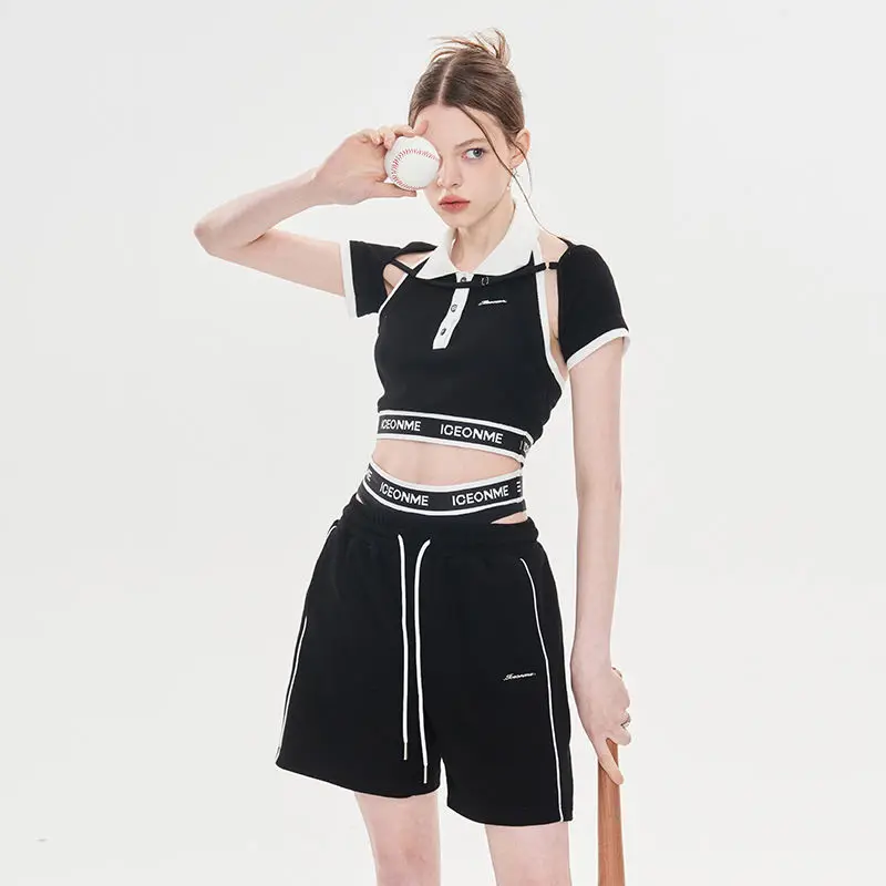 

Женская короткая футболка в стиле пэчворк STSVZORR Y2K, повседневная Милая футболка черно-белого цвета на лето, 2023