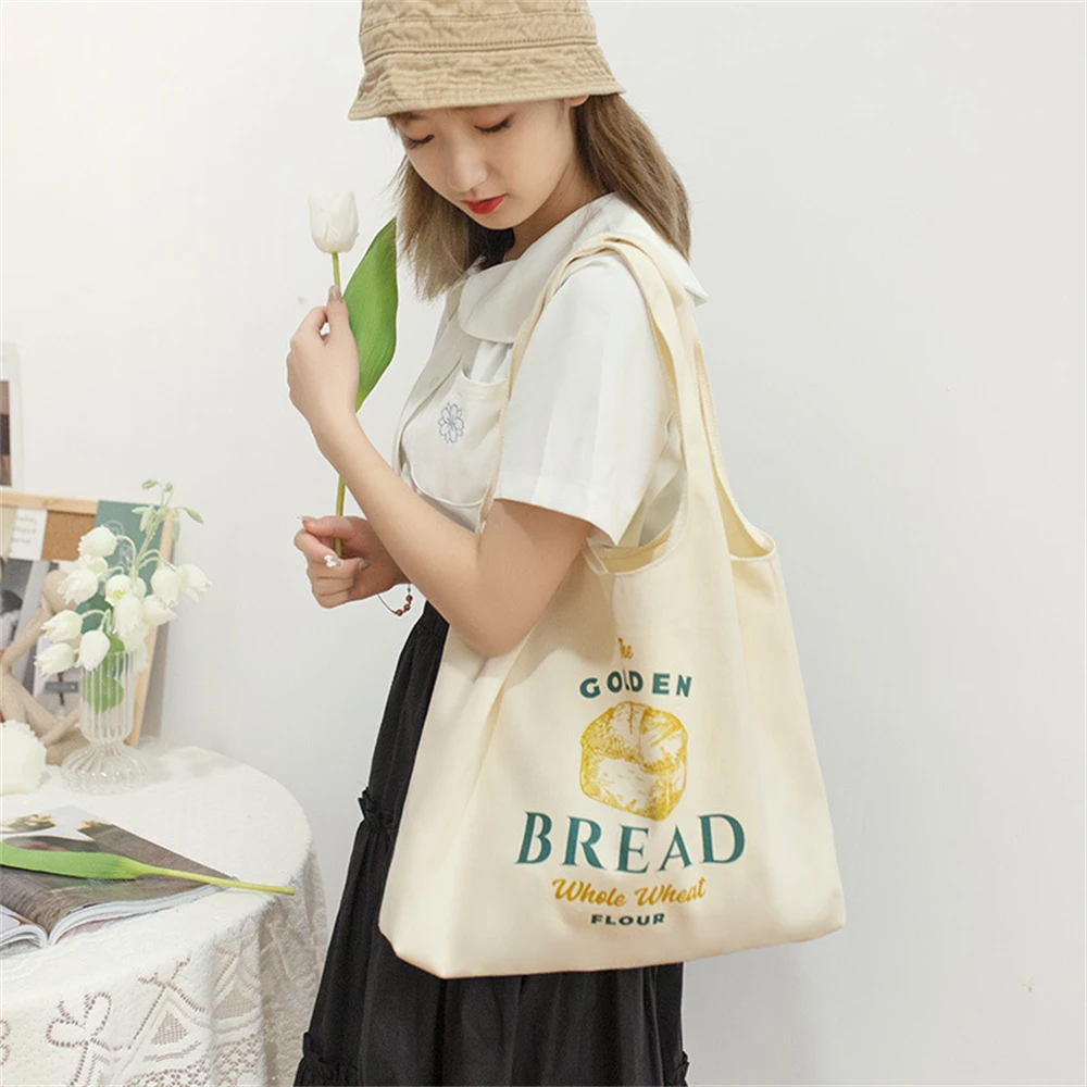 

Women's Canvas Tote Bags Korean Students Shoulder Cotton Cloth Shopping Bag Eco Foldable Shopper Bag Female Handbag for Girls