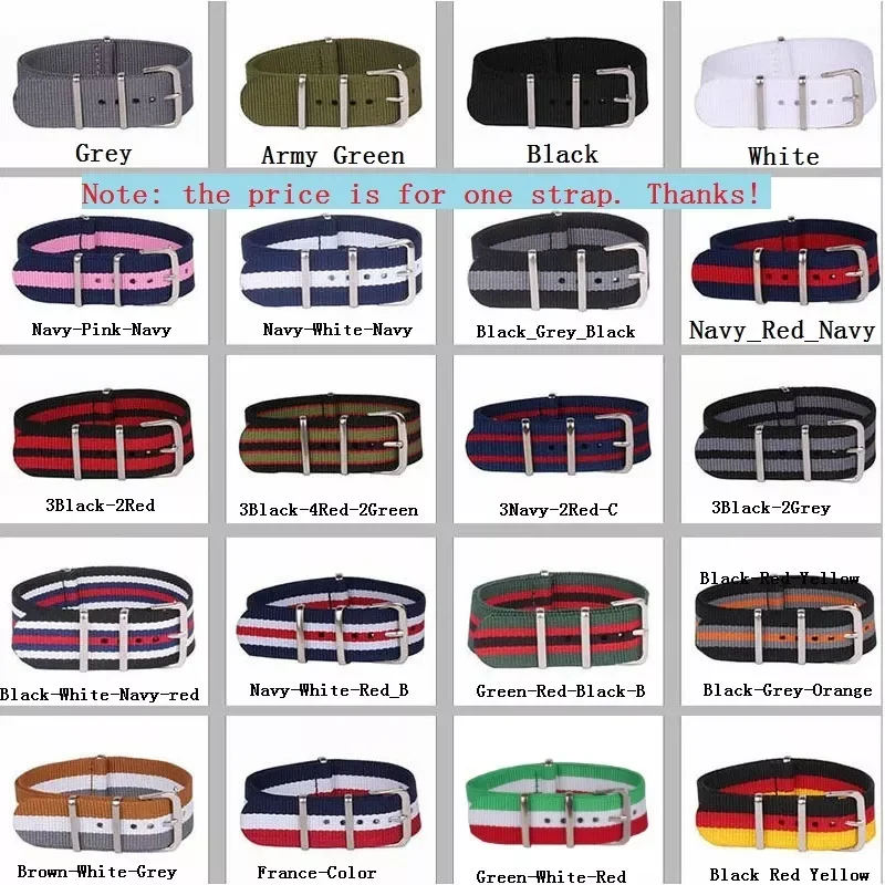 Buy 2 Get 10% OFF) 16/18/20/22/24mm Cambos Stripes Strong nato fabric Nylon Watch watchbands Woven Straps Bands Buckle belt 24mm