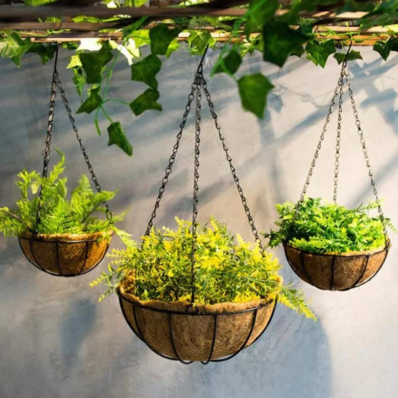 10Pcs Black Flower Plant Pot Basket Holder Hanging Chain with S-Shape Hooks for Home Garden Tools |