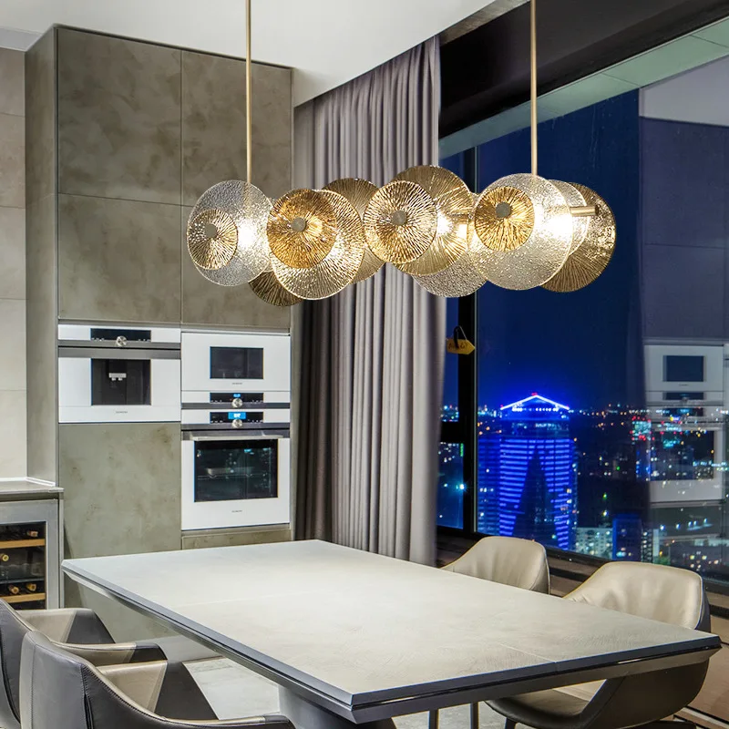

Современная креативная круглая стеклянная люстра для столовой, кухни, островка, скандинавский внутренний декор, светильник, Потолочная Под...