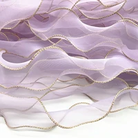 2022 new gold edge wave silk organza ribbon bow material for hair ornament gift wrapping decoration lace ribbons