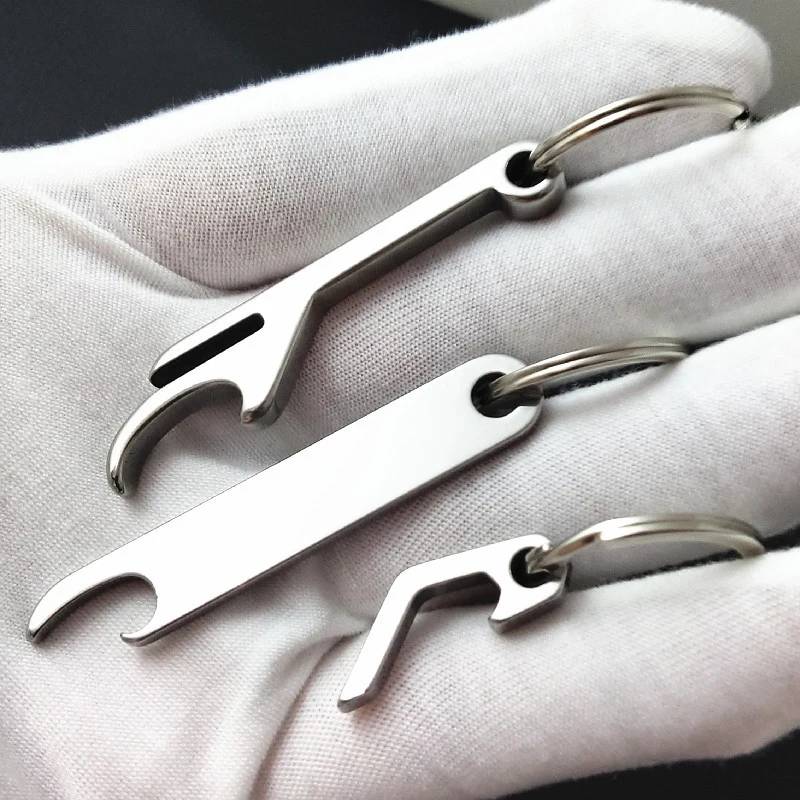 Mini Beer Bottle Opener Creative Multifunctional Keyring Stainless Steel Keychains Portable Kitchen Wine Opener Outdoor Tool