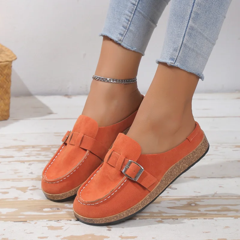 

European and American Large-sized Baotou Outer Wear Half Trailer Women 2023 Summer New Casual Fashion Flat Heels Women