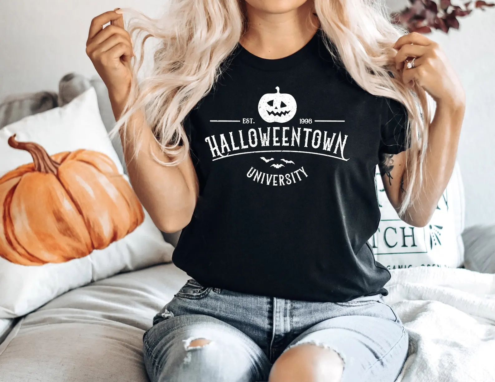Хэллоуиентаун Университет Est 1998 футболка винтажная Ретро жуткая вибрика