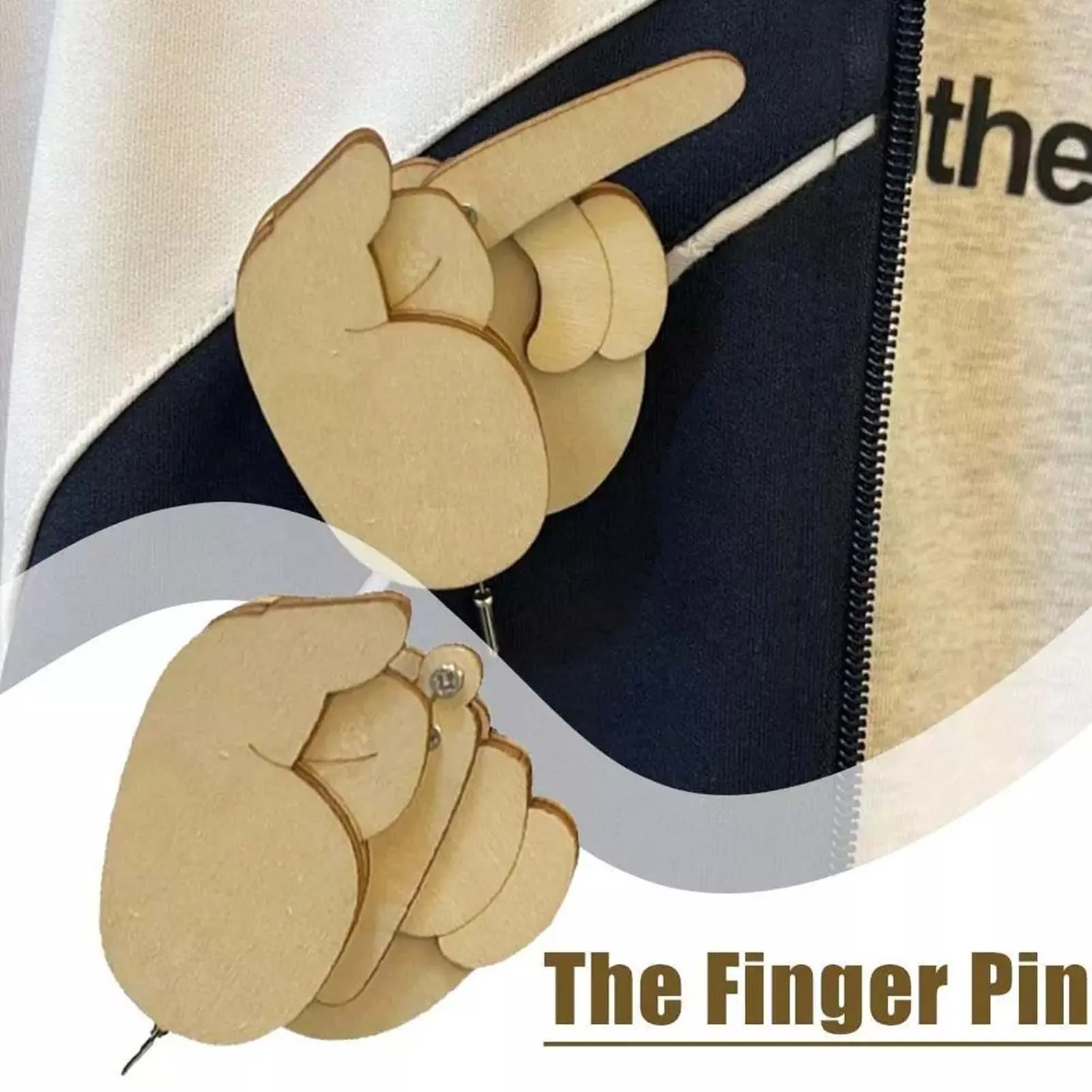 Забавная деревянная брошь на палец несловесная Очаровательная дизайнерская