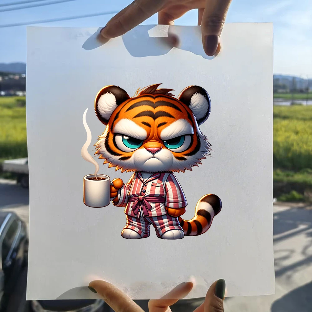 15 см милая чашка сердитого животного чайный тигр термопереносная наклейка для