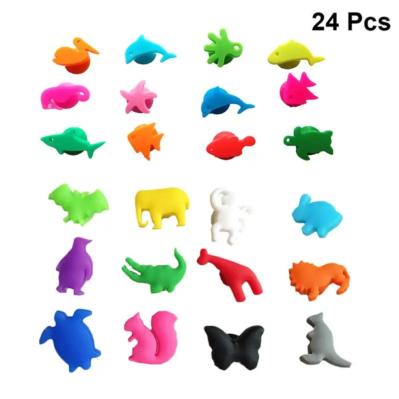 

24pcs Silicone Wine Glass Markers Sea Animals And Land Animals Wine Identifier Drinking Cup Sign Animal Wine Glass Label