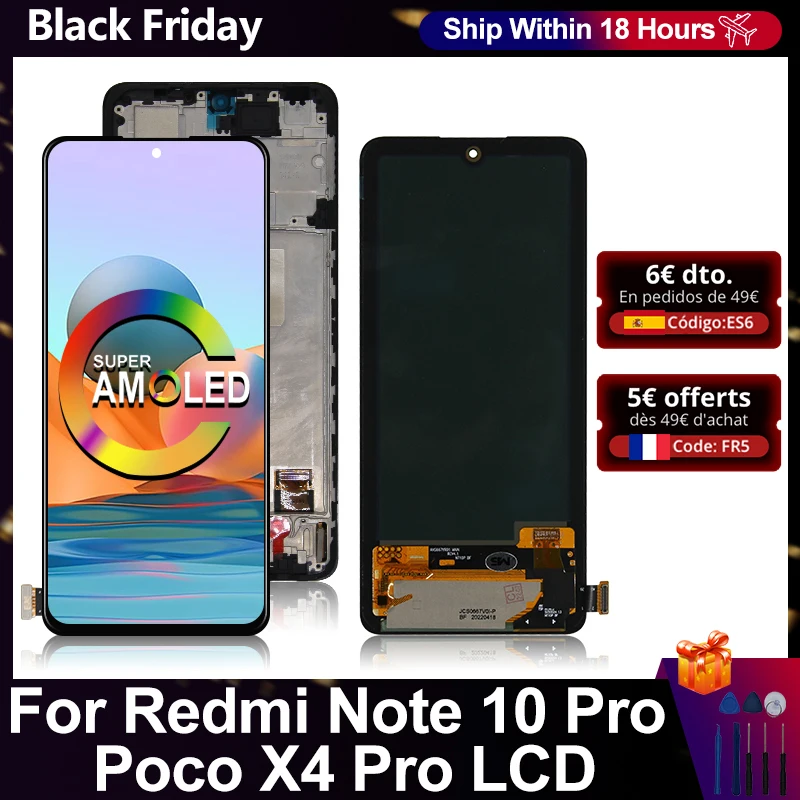 Super AMOLED для Xiaomi Redmi Note 10 Pro ЖК-экран для Xiaomi Poco X4 ...