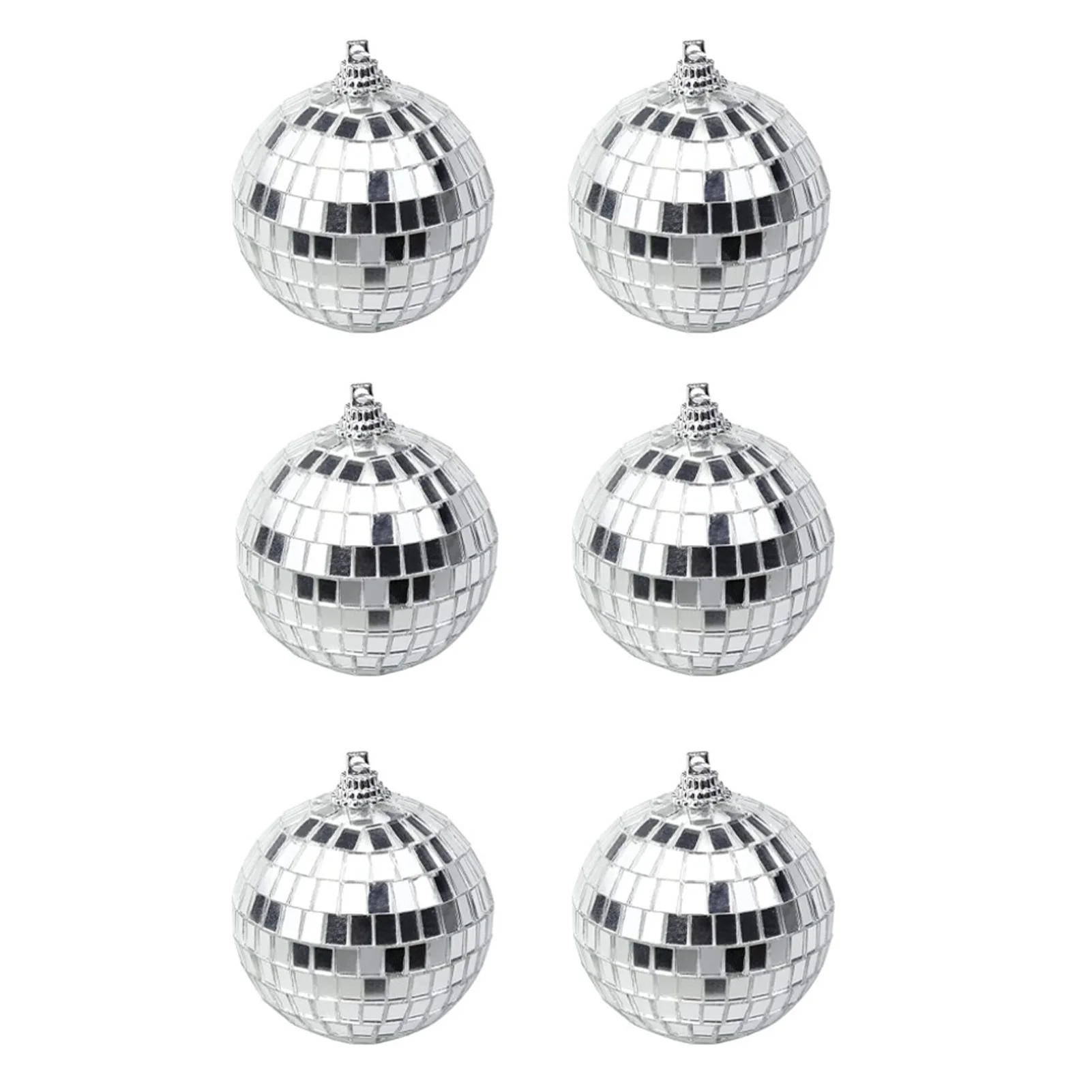 

Мини-дискошар, украшение, автомобильный дискотечный шар, украшение 2,4 дюйма, 6 упаковок, серебряный подвесной шар с прикрепленной веревкой, в...