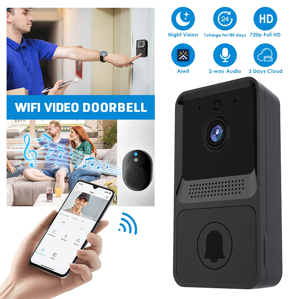 WiFi Video Doorbell Camera Digital Ring Connect Wireless Security Intercom Outdoor Eye Peephole Smart Home Voice Phone Door Bell