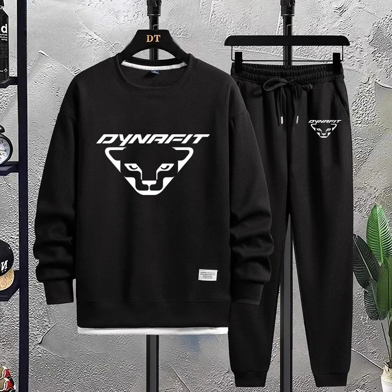 

Осенний мужской спортивный костюм DYNAFIT, новинка 2023, повседневный спортивный костюм с длинным рукавом и вафельным принтом, Свитшот и штаны, брендовая мужская спортивная одежда