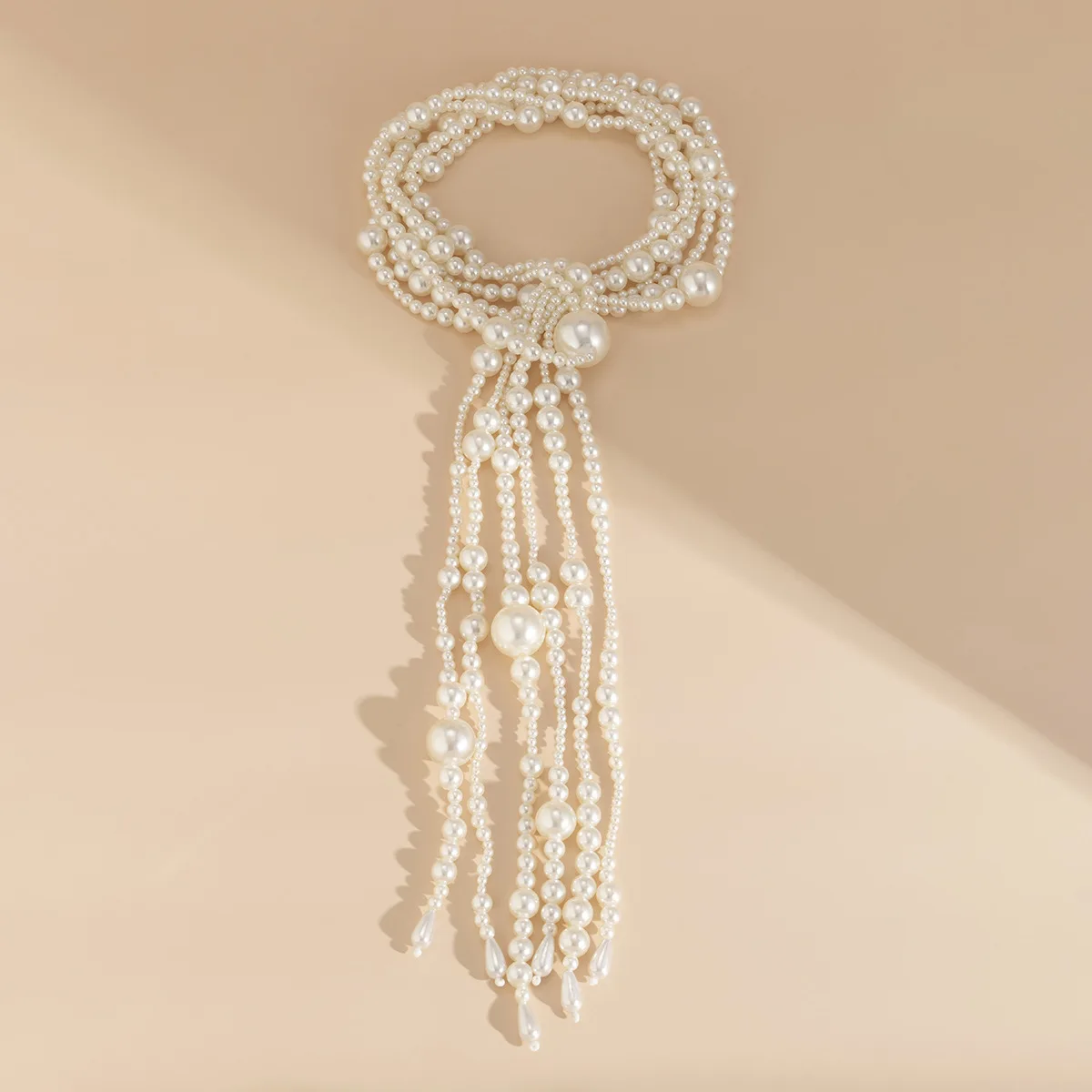 Accessories: exaggerated fashion style runway tassel necklace, long vintage imitation pearl necklace necklace women
