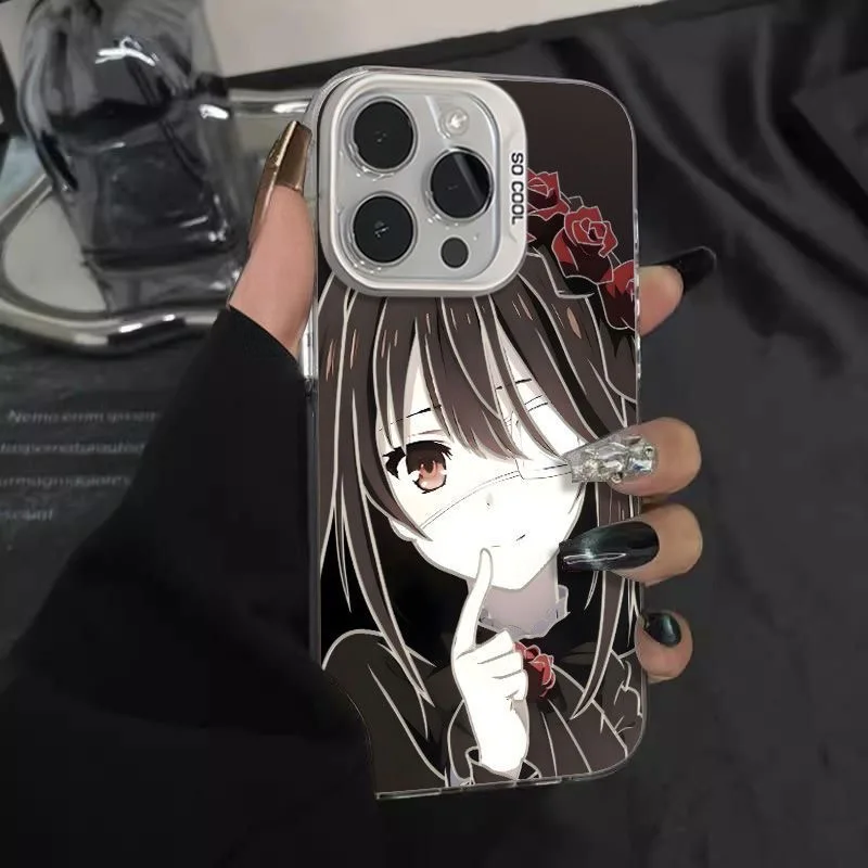 Фото Мягкий защитный чехол Tokisaki Kurumi с японским аниме для iPhone 16, 15, 13, 12, 11, 14 Pro Max XS XR 7, 8, 16 Plus X, роскошный жесткий чехол №3
