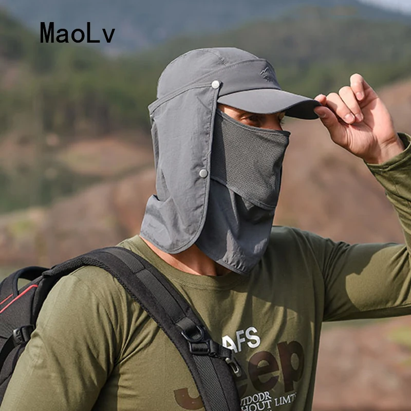Летняя Защитная бейсбольная шапка Мужская съемная защита лица шеи откидной