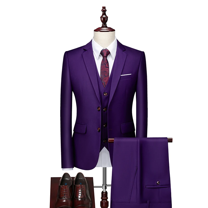 

Куртка + жилет + брюки) Высококачественный брендовый роскошный мужской деловой облегающий костюм в темно-синюю клетку свадебное платье для жениха смокинг для банкета и клуба для мужчин