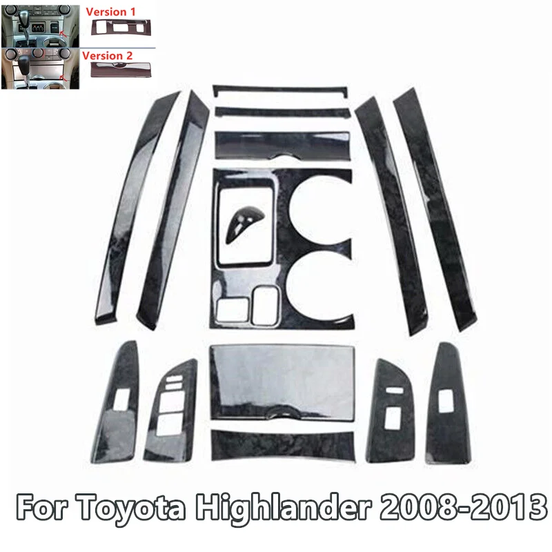 

15 шт. черная деревянная отделка панели переключения консоли для Toyota Highlander 2008 2009 2010 2011 2012 2013