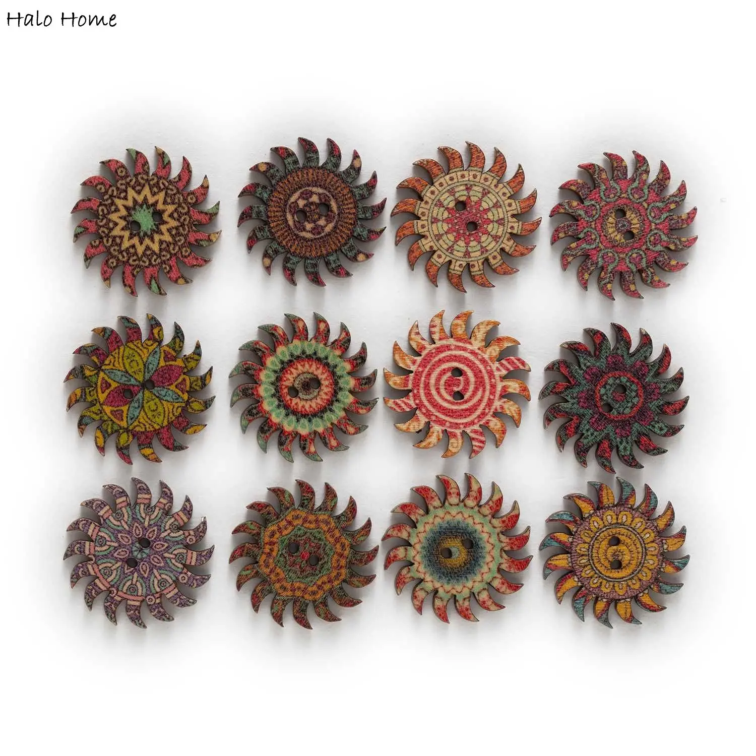 

30 шт., деревянные пуговицы в стиле ретро, 15-25 мм