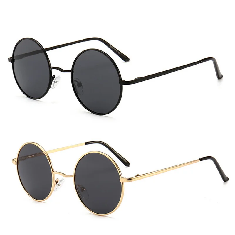 Солнцезащитные очки в круглой металлической оправе UV400 стиле ретро |