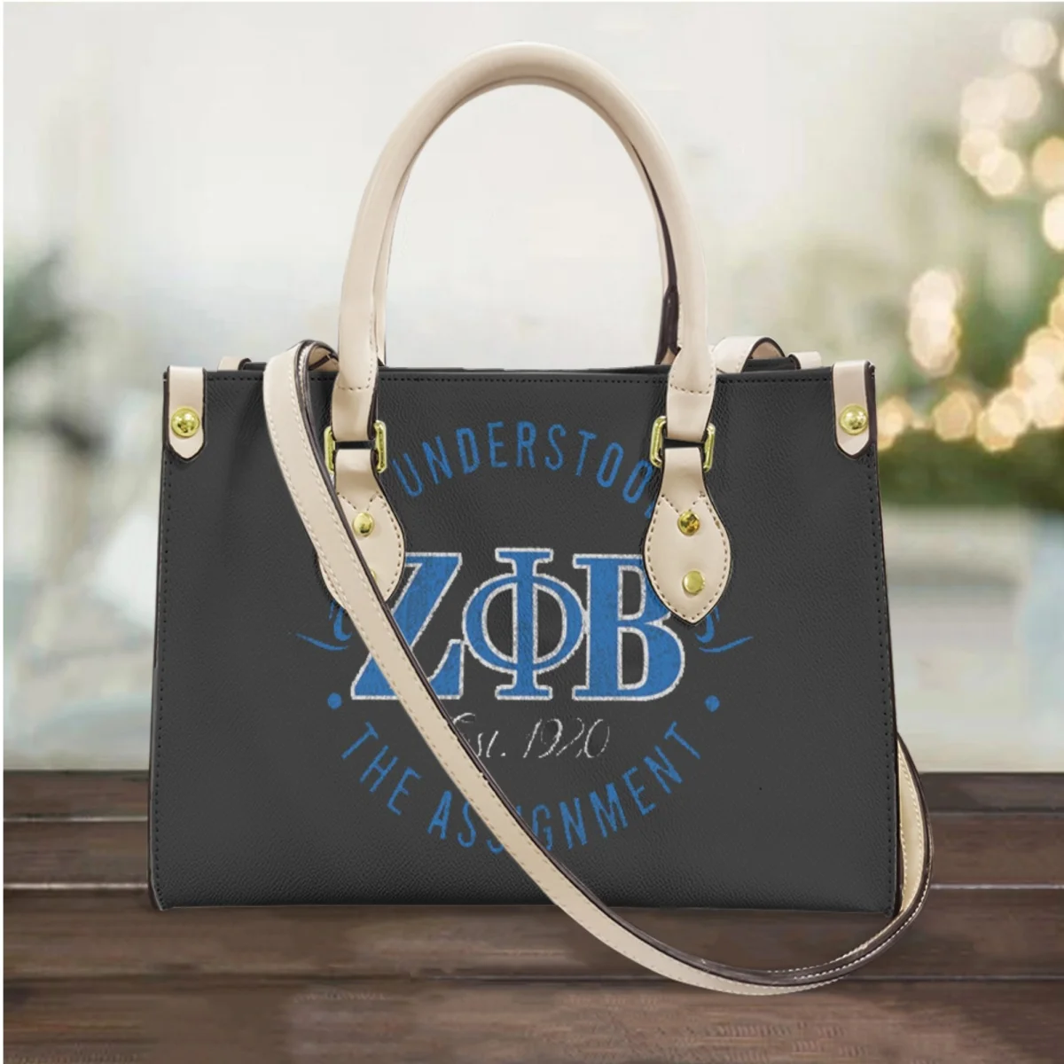 Sorority Gifts Zeta Phi Beta Print Luxury Top Handle Girls Messenger Bag Vintage High Quality Fashion Shoulder Bag Bolsos Mujer