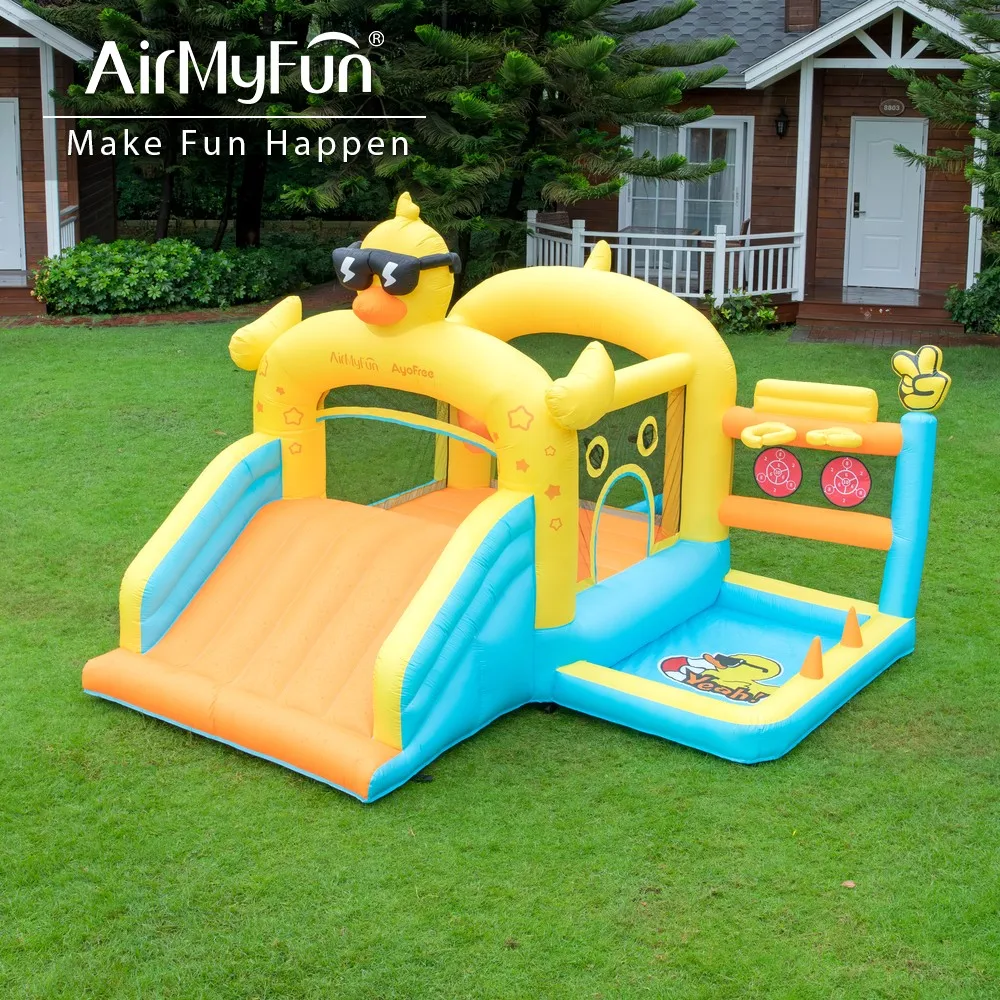Фото Airmyfun новый дизайн надувной замок прыгающий дом утка отказов большая комбинация слайдов детский надувной отказов замок №3