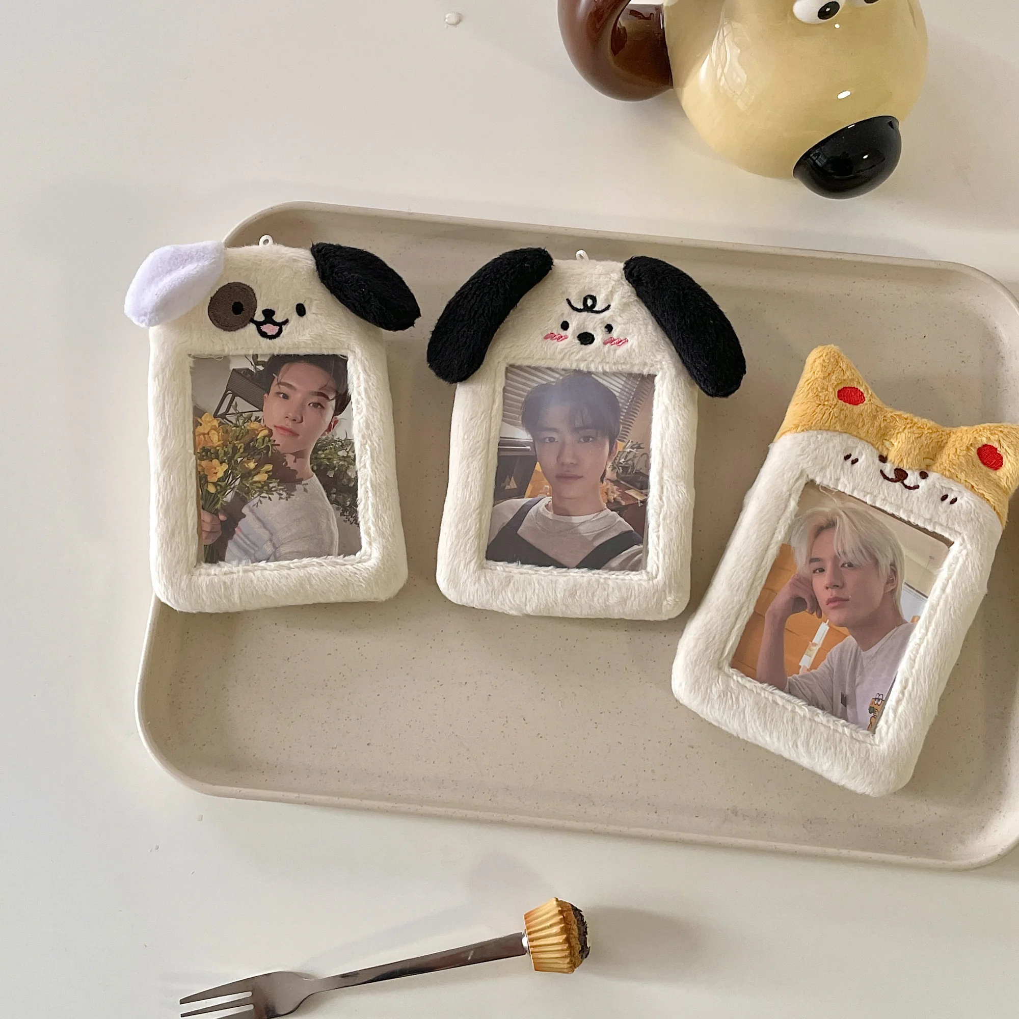 2022 Cute Kawaii Dog Plush Photocard Holder Credit ID Bank Card Photo Bus Protective Case Sleeves Stationery |