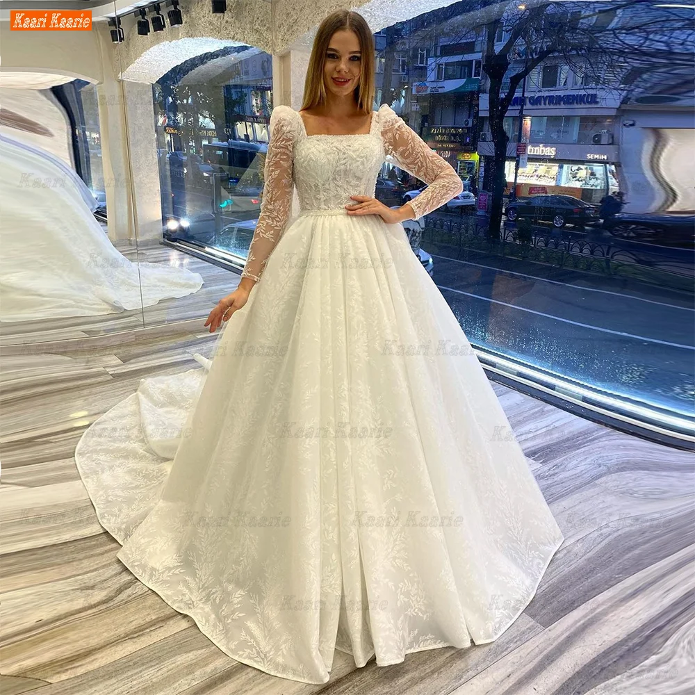 

Elegant Ivory Lace Wedding Dress Long Sleeves White Women Bridal Gown 2022 Vestido De Noiva Princesa Custom Made Abito Da Sposa