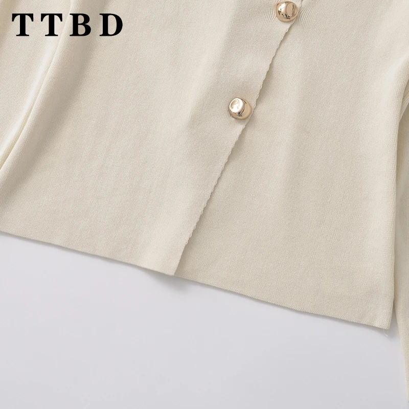 TTBD 2024 осенняя новая женская модная вязаная верхняя куртка с длинными рукавами