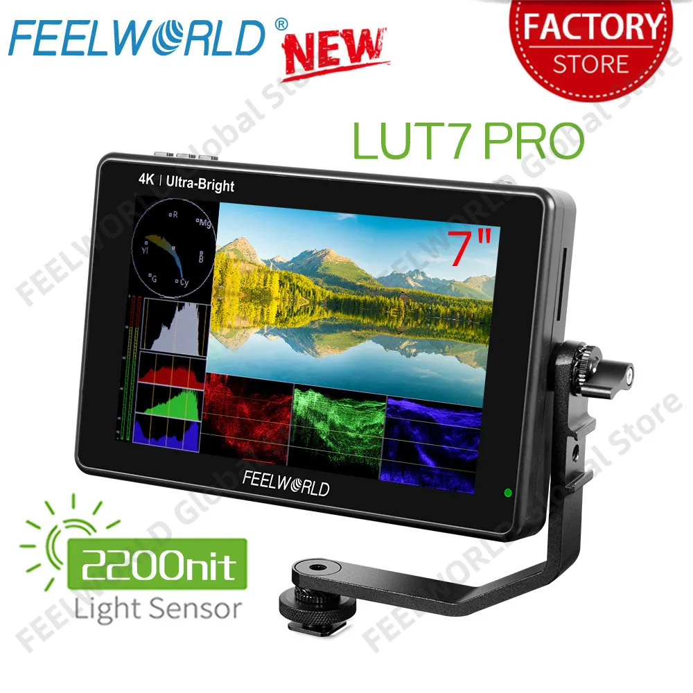 7-дюймовый Ультраяркий полевой монитор FEELWORLD LUT7 PRO 2200nits для цифровой зеркальной камеры 3D LUT 1920X120 0 IPS сенсорный экран HDR Waveform 4K HDMI