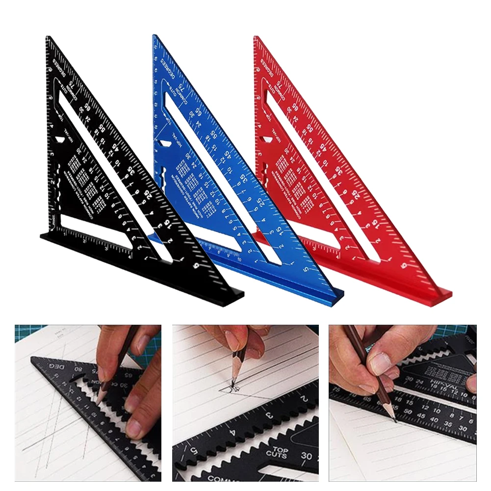 

New 7inch Triangle Ruler Aluminum Alloy Angle Protractor Speed Metric Square Measuring Ruler For Building Framing Tools Gauges