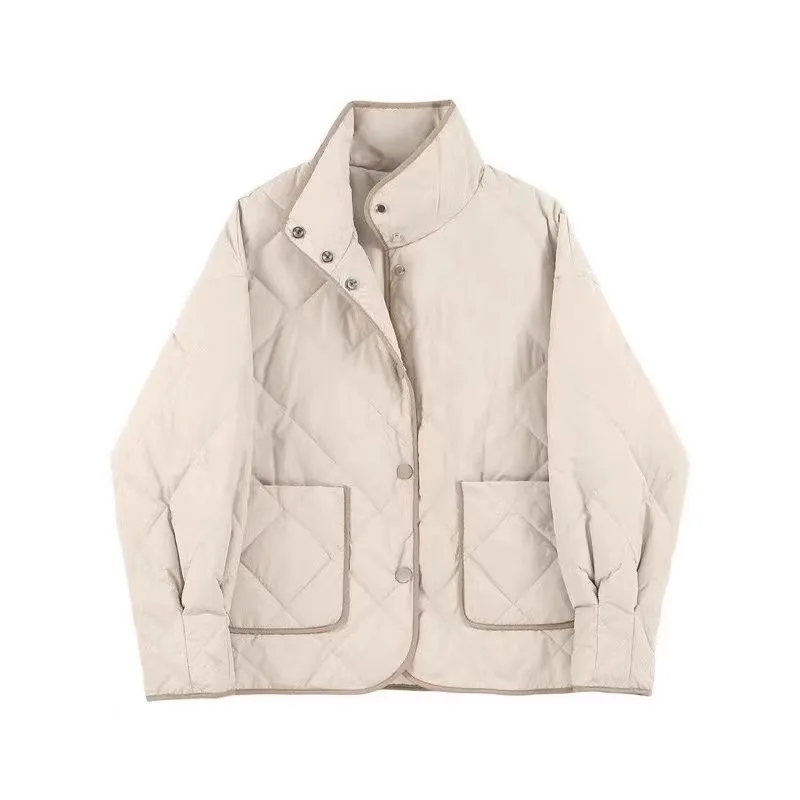 

2023 Women's Clothing Thin fashion diamond stand collar short down jacket Winter New