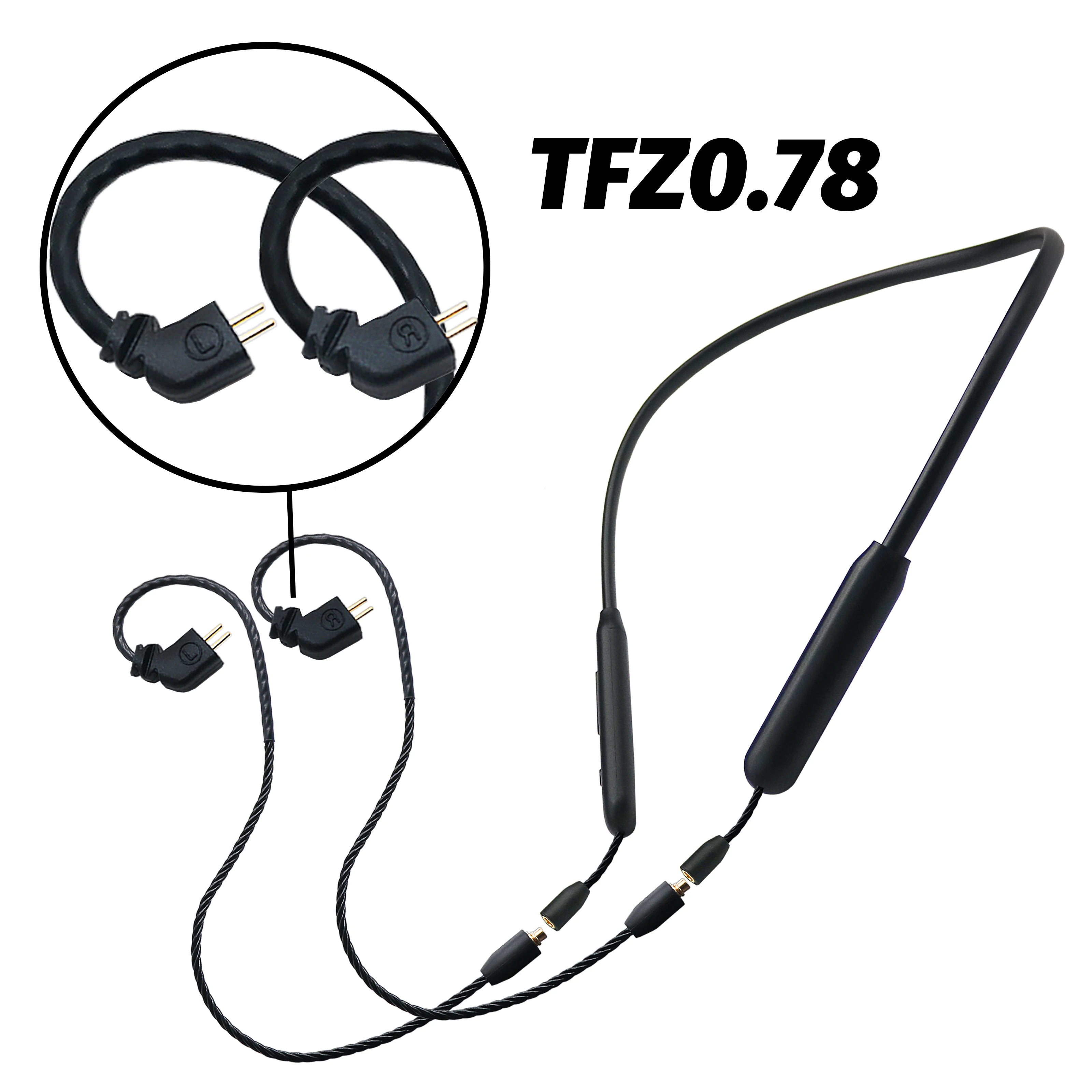Фото Кабель QCC3084 BT5 Bluetooth 5.4 для обновления беспроводных наушников с протоколами 2PIN0.78/QDC/TFZ, HD-микрофоном и креплением на ухо (IEM), совместим с KZ Earphone AS10 ZS10 №5