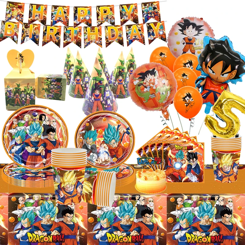 Dragon Ball Z Decorazioni Per Feste Di Compleanno Son Goku Bomboniere Tovaglia Tazze Piatti Forniture Per Baby Shower Articoli Per La Spedizione Gratu