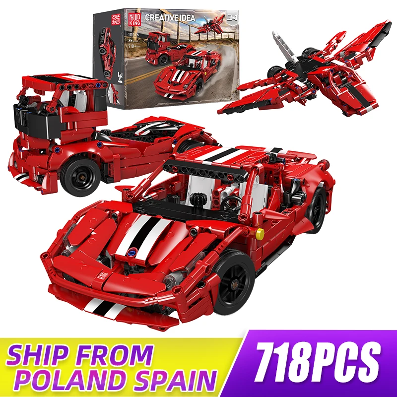 

Молд KING 10076 креативный 3 в 1 Farrari F488 модель суперкара строительные блоки идеальный набор игрушек для детей