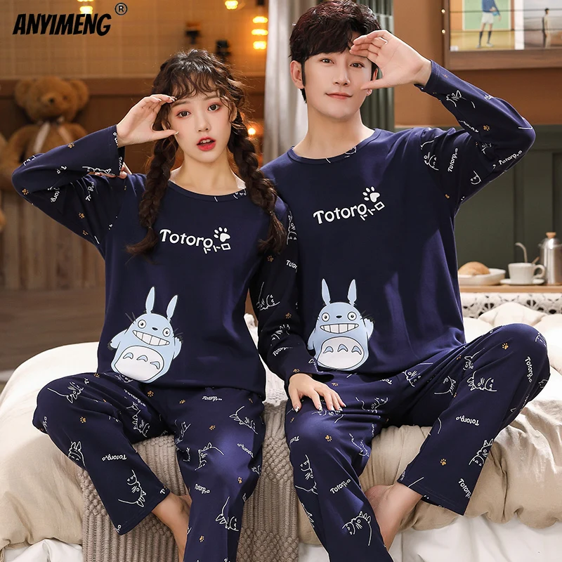 Пижама His and ее модная сочетающаяся пижама с длинными рукавами и мультяшным