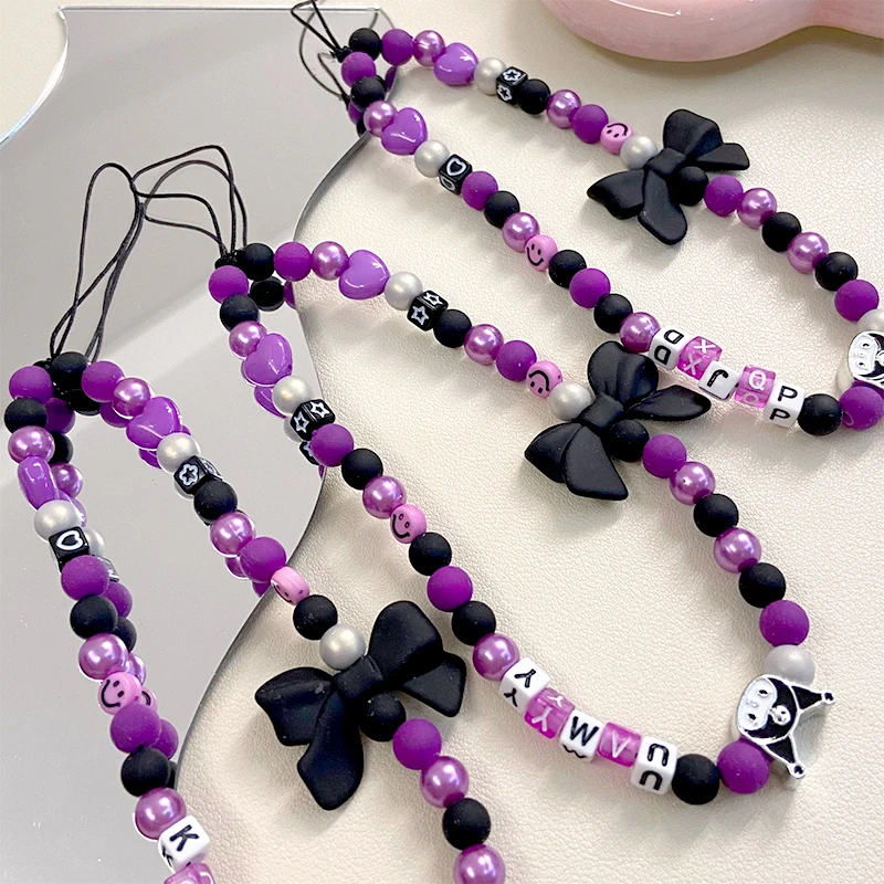 Purple Heart Kulomi Key Chain Ladies Fashion Cute Romantic Vintage Cool Keychain Charm Korea 90s Aesthetic Bag Phone Chain New