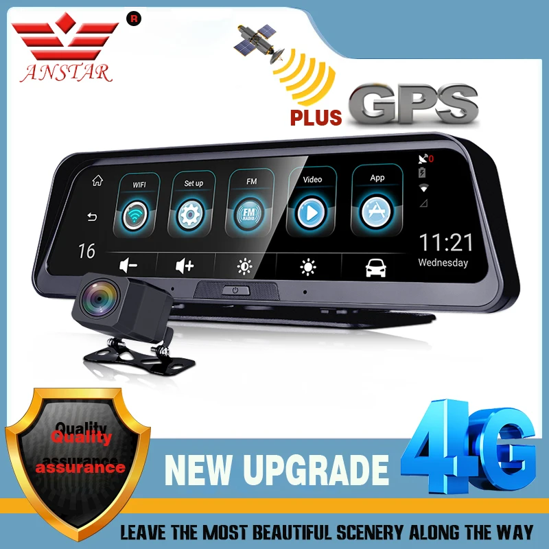 Автомобильный видеорегистратор ANSTAR E98, камера для приборной панели 8 дюймов, 4G, Android, с GPS, ADAS