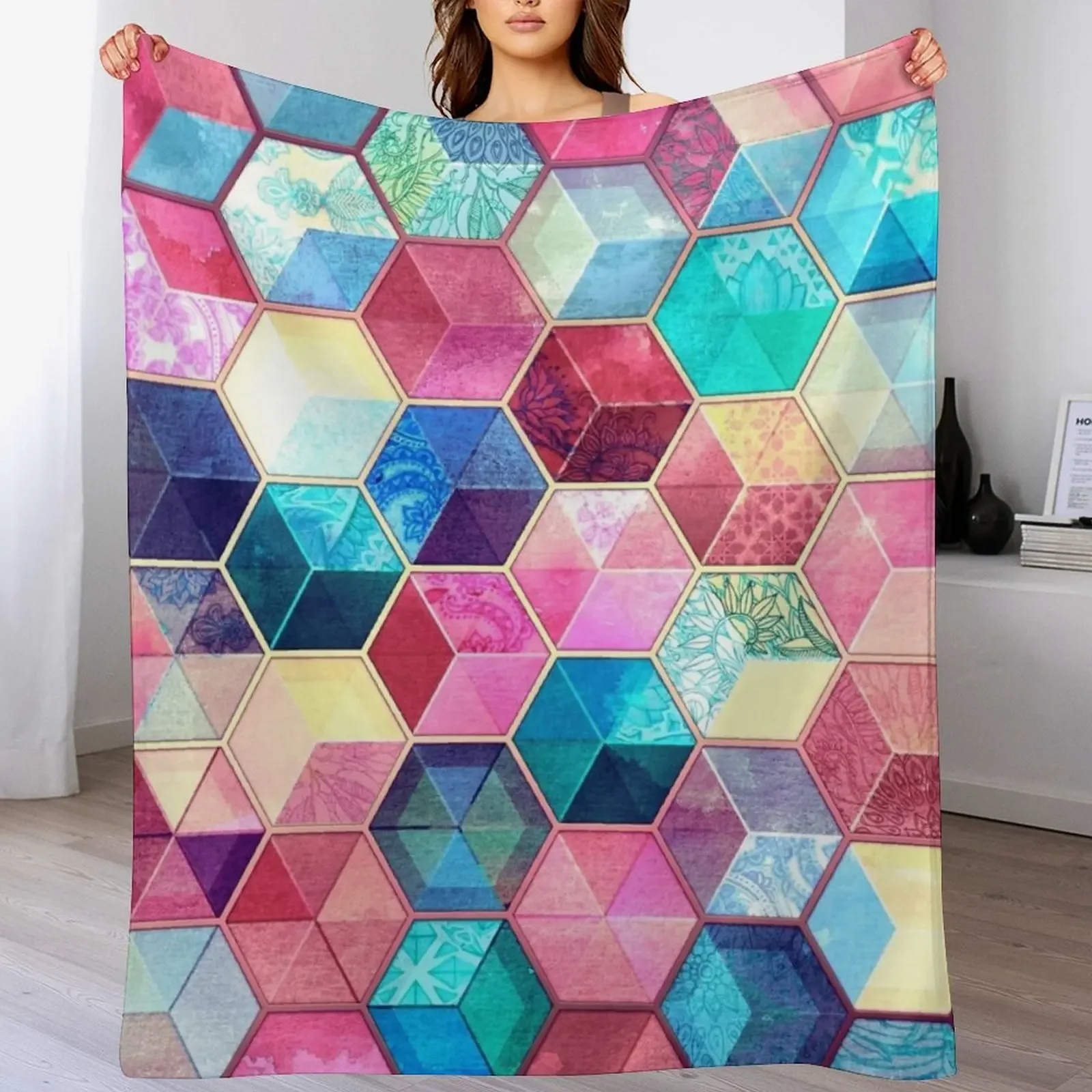 Одеяло с топазом и рубином кристаллами в виде сот большое одеяло ворсом