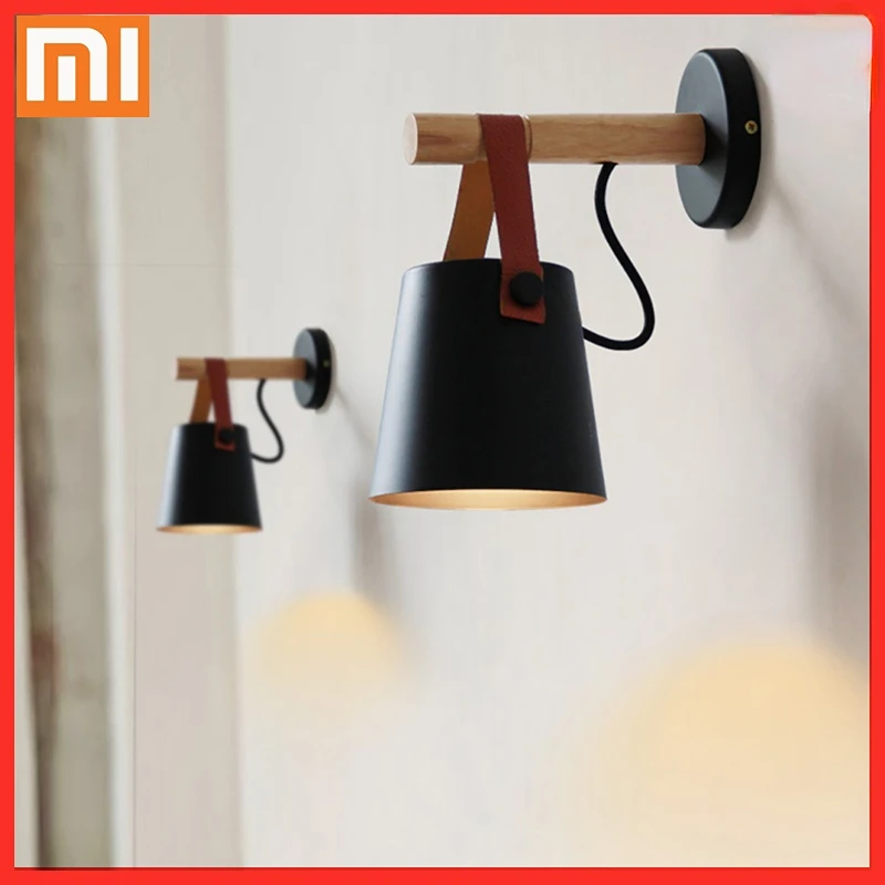 

XIAOMI Modern 5W LED Wall Lamps Bedside Designer Living Room Nordic Belt Wood Wall Light E27 110-240V for Living Room Decoration