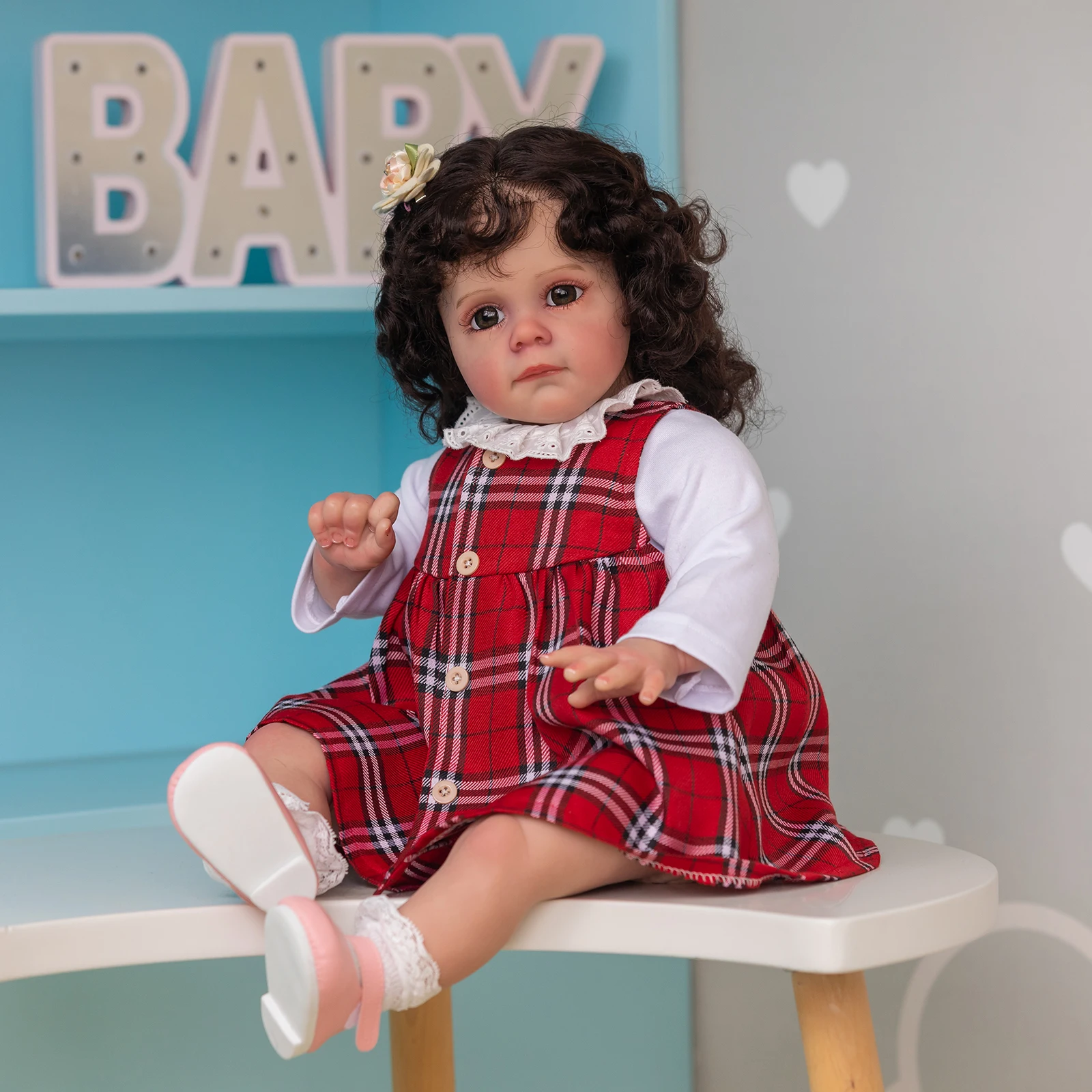 NPK 24 дюйма уже законченная окрашенная Кукла Новорожденный малыш девочка маги 3D