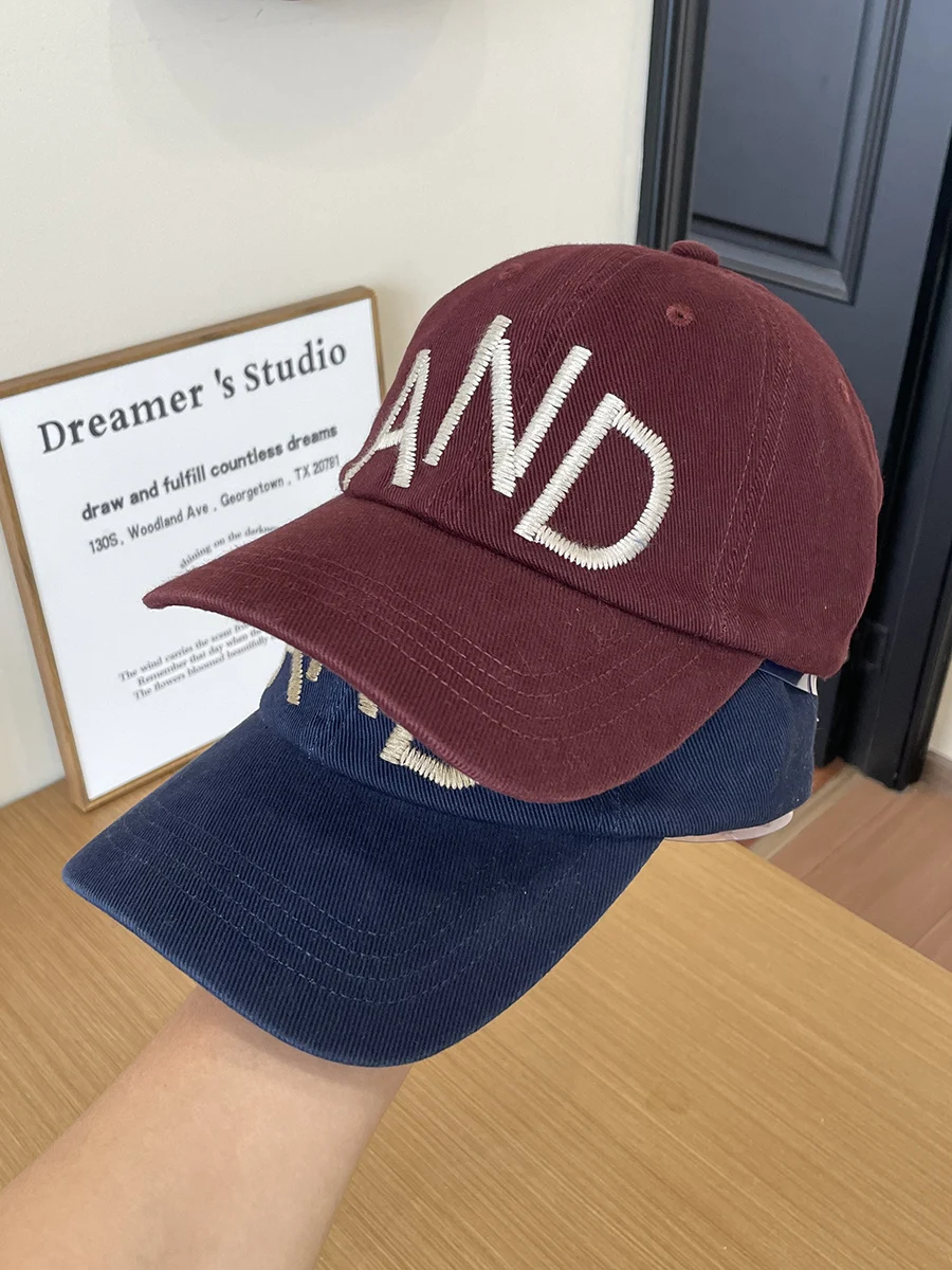 Осень и зима Новая большая бейсболка с вышивкой букв для пары Глубокий верх