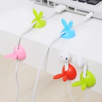4pcsbox candy color cable winder desk organizer cartoon rabbit wire space saving winder wrap cord cable office accessories