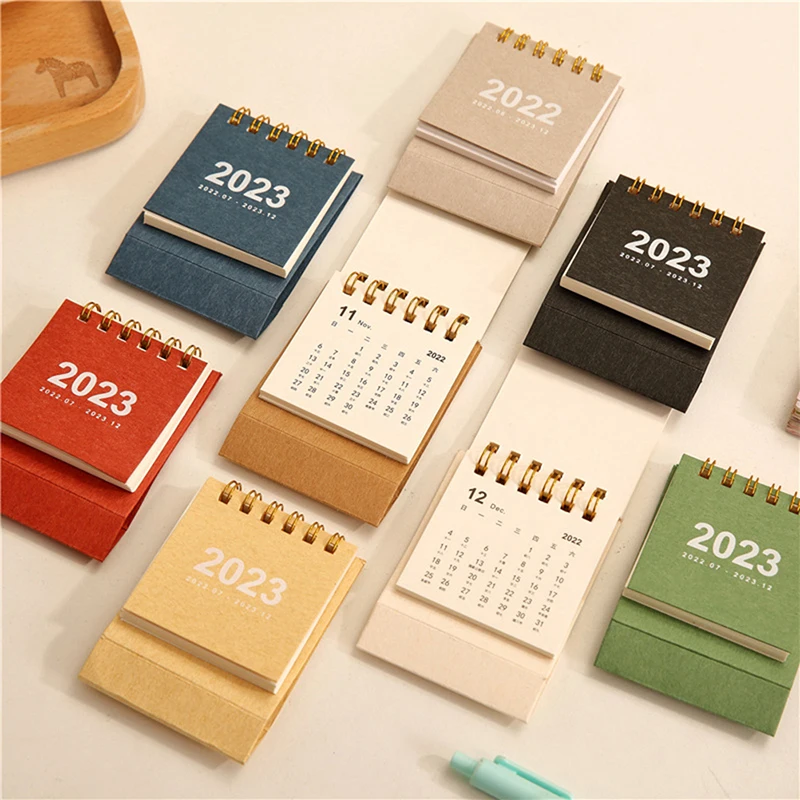 

Refreshing Simple Solid Color 2023 Mini Desktop Paper Calendar Dual Daily Scheduler Table Planner Yearly Agenda Organizer Desk