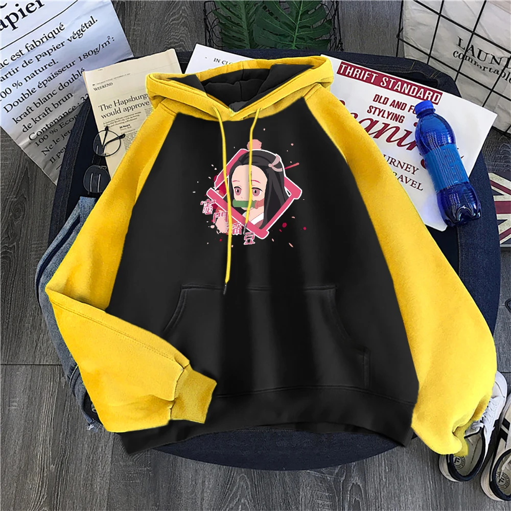 

Anime Demon Slayer Kamado Nezuko Printed Hoodie Autumn Loose Streetwear Trendy Casual Hoody Crewneck Fleece Female Raglan Hooded