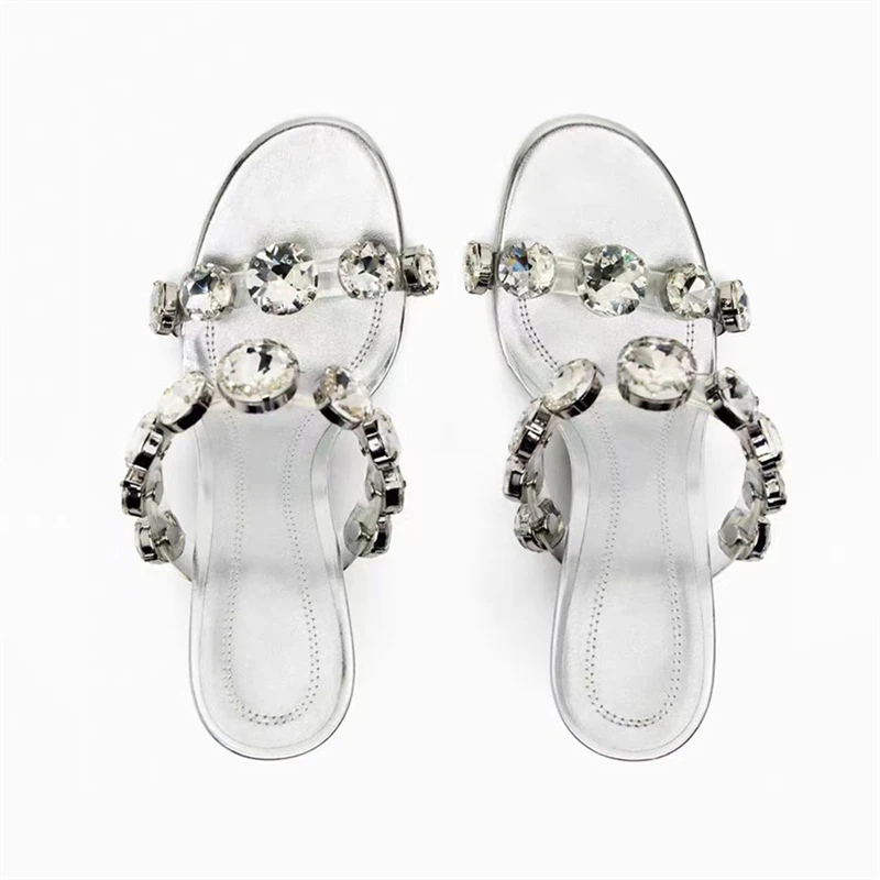 Женские босоножки на высоком каблуке с открытым носком