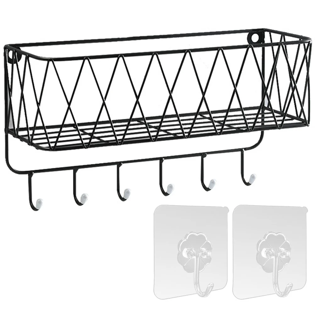 

Wall Basket Storage Bathroom Shelf Shelves Home Mounted Hanging Rack Kitchen Cup Floating Organizer Wire Shower Toiletries