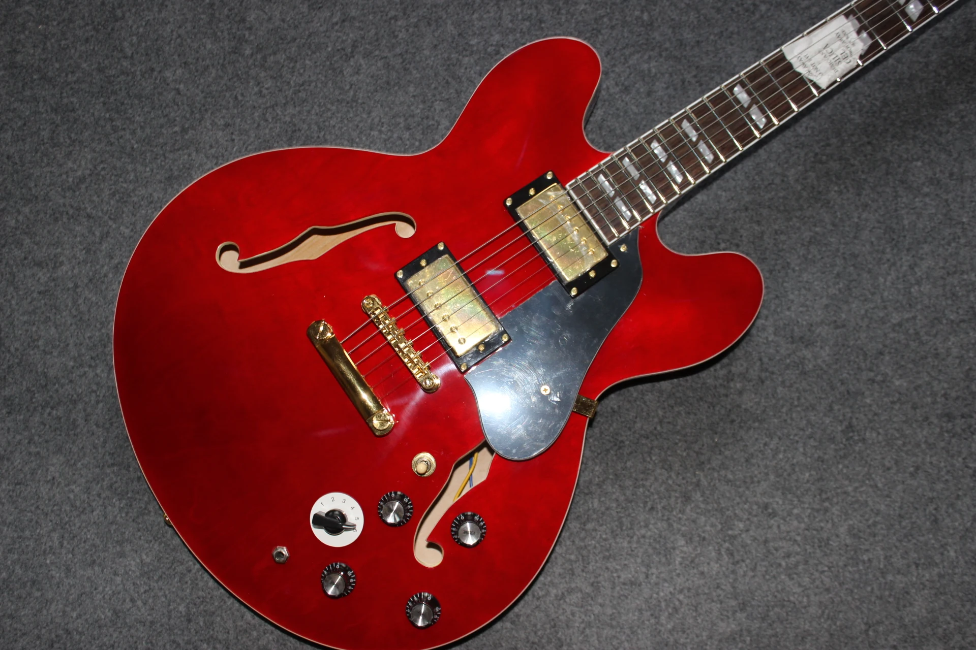 

ES 335 Version Semi Hollow Electric Guitar Jazz Model Transparent Red Color Free Delivery