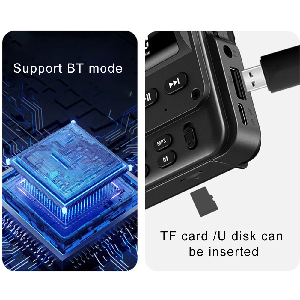 FM портативное радио перезаряжаемый радиодинамик BT 5.4 со светодиодным дисплеем